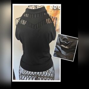 SHEIN Black Halter Top with Mesh Accents